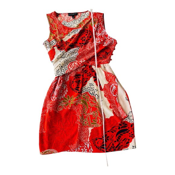 Julie Dillon Orange Asymmetrical Sundress Scoop Neck Sleeveless 100% Silk size 2 - Picture 7 of 13